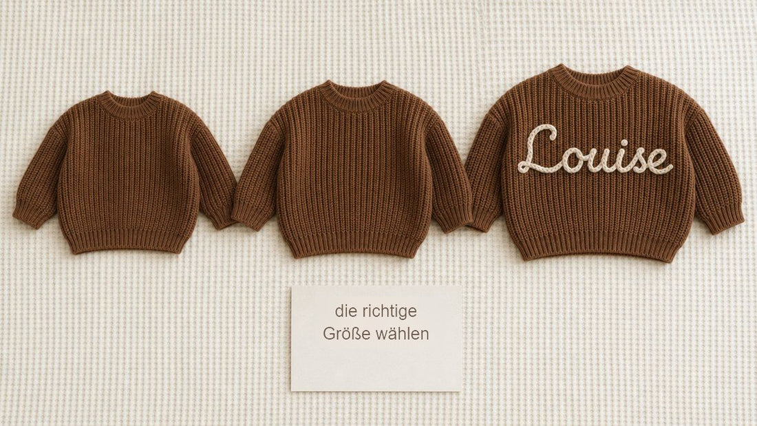 Babypullover mit Namen: die richtige Größe wählen