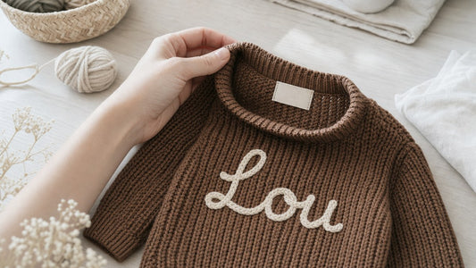 Langlebige Babykleidung aus Baumwolle mit besticktem Namen