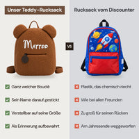 Unser Teddy-Rucksack im Vergleich zu einem Rucksack vom Discounter