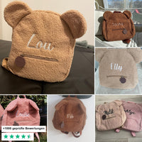 Kundenfotos: personalisierte Teddy-Rucksäcke mit gesticktem Namen