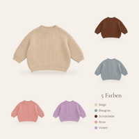 5 Farben des Babypullovers, auf Leinen-Hintergrund