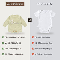 Unser Strampler im Vergleich zu einem weiteren Body