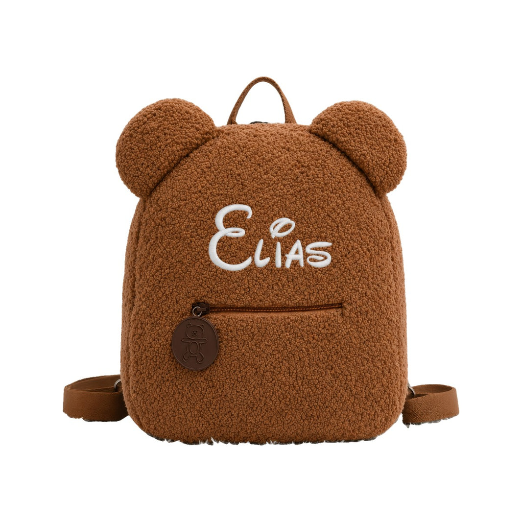 Personalisierter Teddy-Rucksack, Name von Hand bestickt